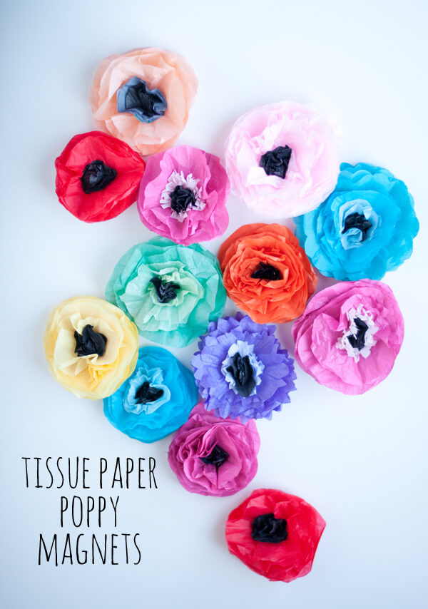 Tissue Paper Poppy Magnets • this heart of mine